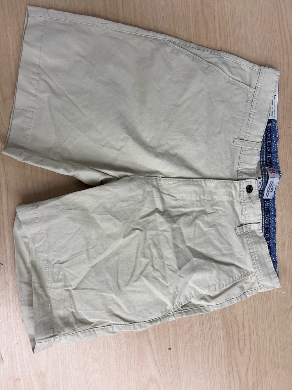 Men's Flat Front Cream Shorts